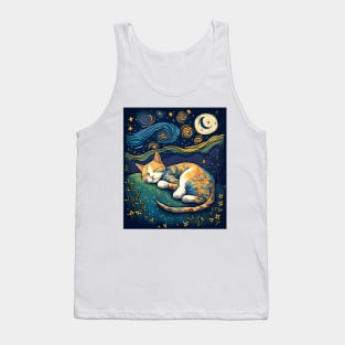 Starry Night Cat Van Cogh - Love Cats Tank Top